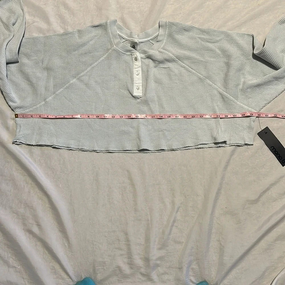 NWT Mono B Waffle Knit Oversized Crop Top Sz L - Picture 6 of 8